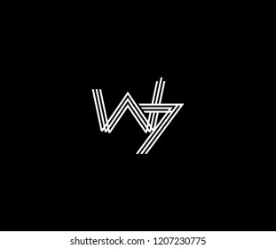 Linked Letter W7 Linear Stripe Monogram Modern Logo Illustration