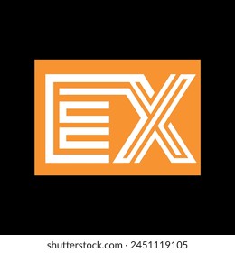 linked letters E and X logo design