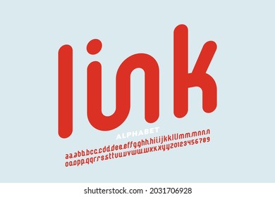 Linked letters font design, alphabet and numbers vector illustration