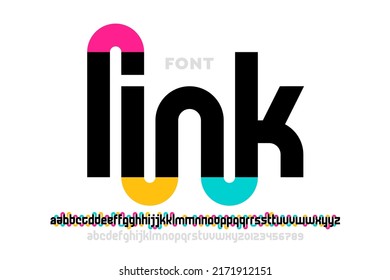 Linked letters font design, alphabet and numbers vector illustration