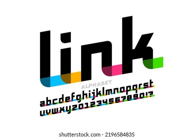 Linked letters font design, alphabet and numbers vector illustration