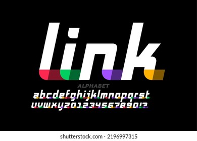 Linked letters font design, alphabet and numbers vector illustration