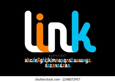 Linked letters font design, alphabet and numbers vector illustration