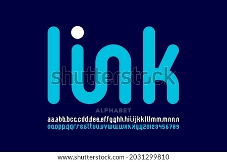 Linked letters font design, alphabet and numbers vector illustration