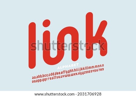 Linked letters font design, alphabet and numbers vector illustration