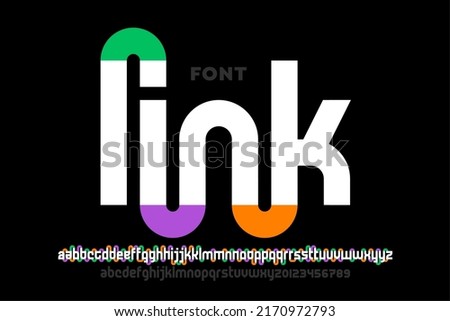 Linked letters font design, alphabet and numbers vector illustration