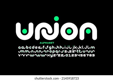 Linked letters font design, union alphabet letters and numbers vector illustration