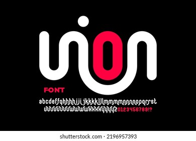 Linked letters font design, union alphabet and numbers vector illustration