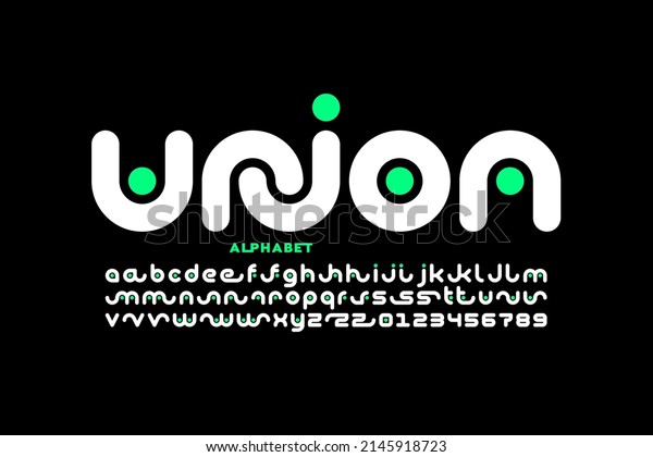 Linked letters font design, union alphabet\
letters and numbers vector\
illustration