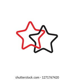 linked line geometric two star symbol logo vector