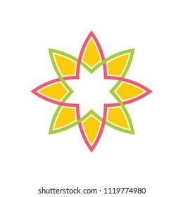 linked lines flower design logo vector