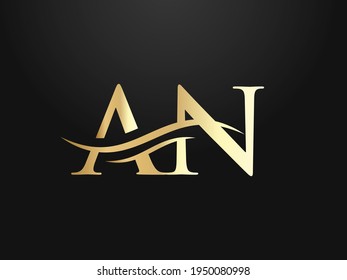 AN Linked Logo for business and company identity. Creative Letter AN Logo Vector with modern trendy