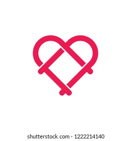linked love lines monogram symbol vector