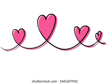 linked love with thin line handdrawn doodle style illustration
