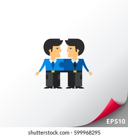 Linked Men as Team Cohesion Concept Icon
