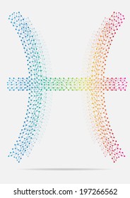 Linked Multicolor Zodiac Pisces. Vector illustration