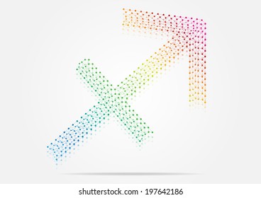 LInked Multicolor Zodiac Sagittarius. Vector illustration