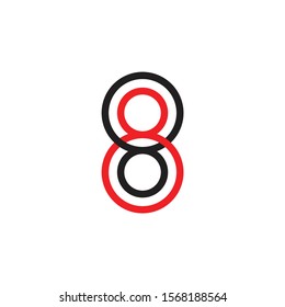 linked number 8 circle overlap colorful logo vector