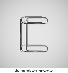 Linked paperclips forming letter C, vector