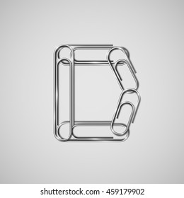 Linked paperclips forming letter D, vector