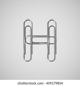 Linked paperclips forming letter H, vector