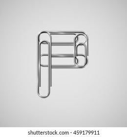 Linked paperclips forming letter P, vector