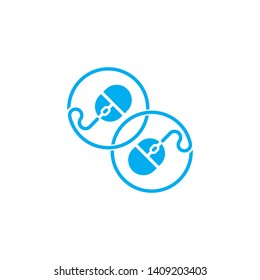 linked pc mouse cable symbol logo vector