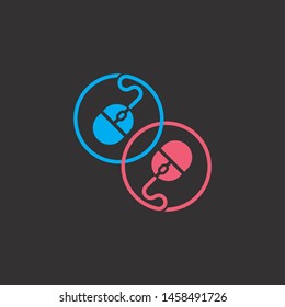 linked pc mouse cable symbol logo vector