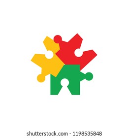 linked puzzle colorful design logo 