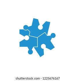 linked puzzle geometric logo vector