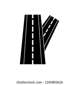 Linked Road Glyph Black Icon