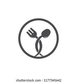 linked spoon fork circle symbol vector