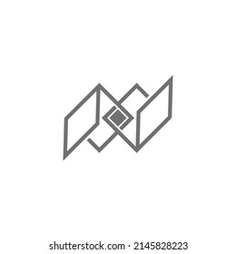 linked square open paper linear logo vector