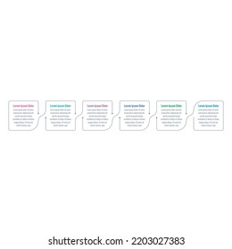 linked squares infographic template. six option informational templates. magazine, business, education, annual report, web, internet infographic template