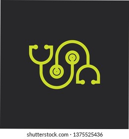 linked stethoscope medical logo vector