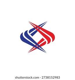 linked stripes arrows simple colorful logo vector 