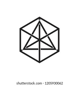 linked triangle overlapping lines hexagonal logo