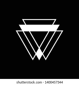 Linked Triangles. Abstract clean simple triangle logo vector design. Geometic business logo icon design template. Abstract sign constructed from interlinked triangles.