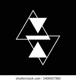 Linked Triangles. Abstract clean simple triangle logo vector design. Geometic business logo icon design template. Abstract sign constructed from interlinked triangles.