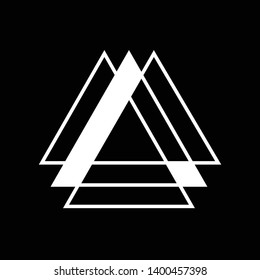 Linked Triangles. Abstract clean simple triangle logo vector design. Geometic business logo icon design template. Abstract sign constructed from interlinked triangles.