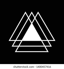 Linked Triangles. Abstract clean simple triangle logo vector design. Geometic business logo icon design template. Abstract sign constructed from interlinked triangles.