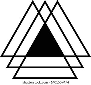 Linked Triangles. Abstract clean simple triangle logo vector design. Geometic business logo icon design template. Abstract sign constructed from interlinked triangles. Isolated on white background.