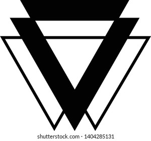 Linked Triangles. Abstract clean simple triangle logo vector design. Geometic business logo icon design template. Abstract sign constructed from interlinked triangles. Isolated on white background.