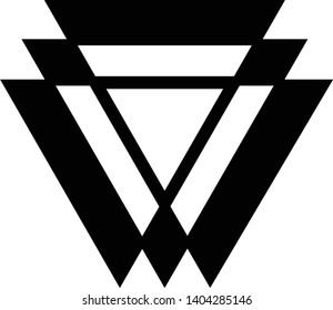 Linked Triangles. Abstract clean simple triangle logo vector design. Geometic business logo icon design template. Abstract sign constructed from interlinked triangles. Isolated on white background.
