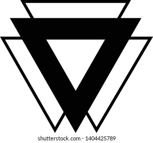 Linked Triangles. Abstract clean simple triangle logo vector design. Geometic business logo icon design template. Abstract sign constructed from interlinked triangles. Isolated on white background.