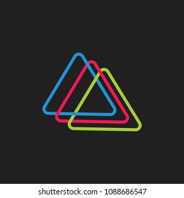 linked triangles colorful lines design logo vector