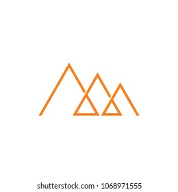 linked triangles linear logo vector