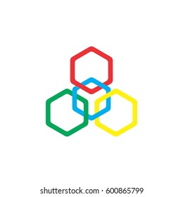 linked triple hexagon logo vector