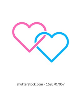 Linked two love icon. Pink and blue color