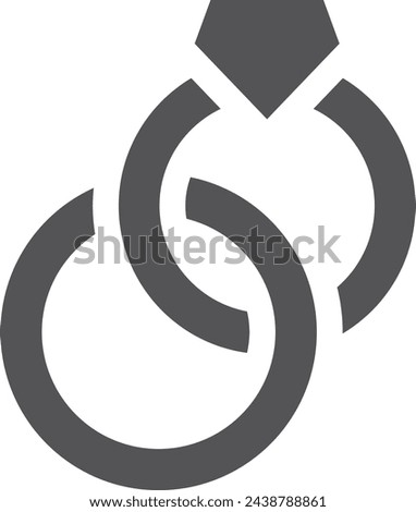 Linked wedding ring. Couple love black icon